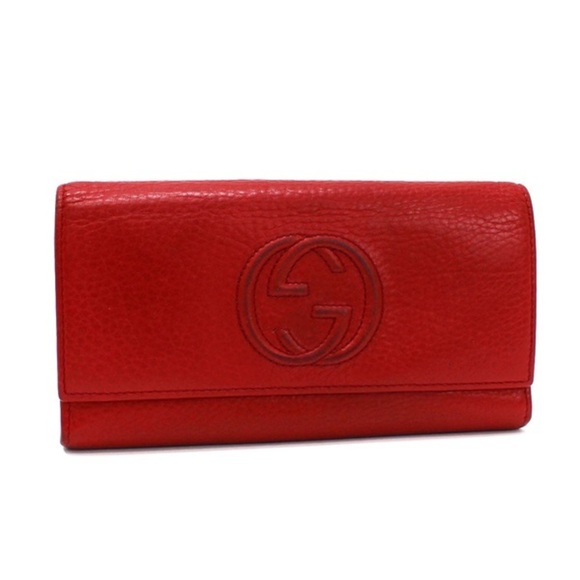 Gucci Bags Gucci Soho Interlocking G Bifold Long Wallet Leather Red